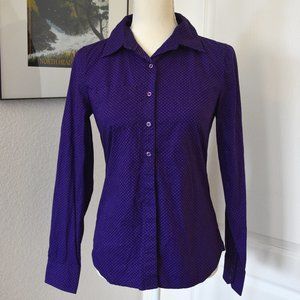 Cutter & Buck Purple Dot Long Sleeve Cotton Blouse Made in India